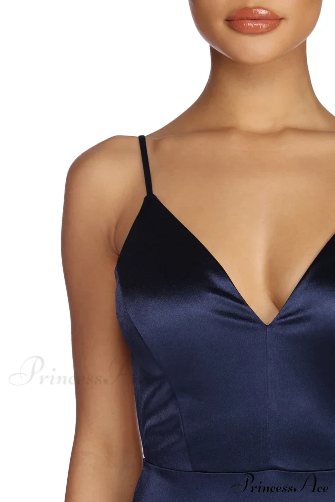Aria Formal Stylish Satin Ruched Dress - Image 6