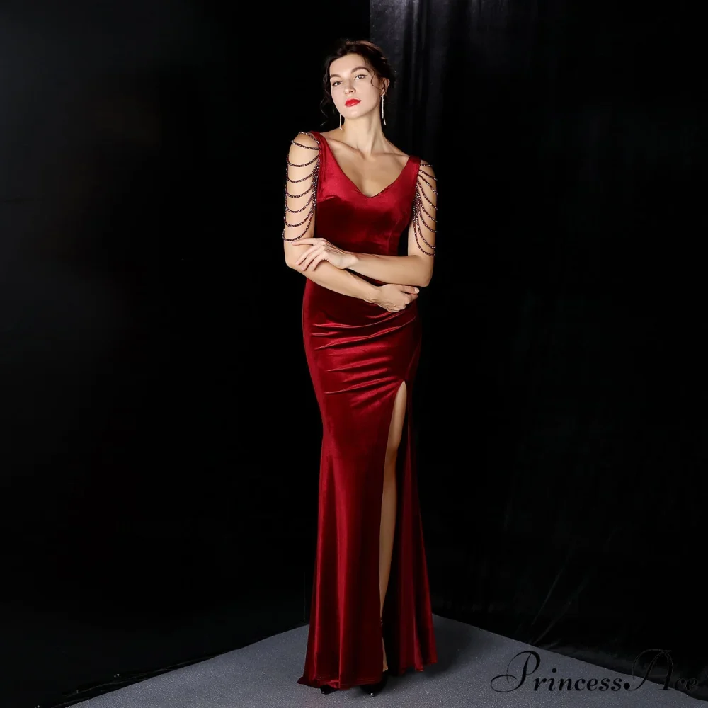 Avery Good Quality Charming Velvet Formal Dress - Image 7