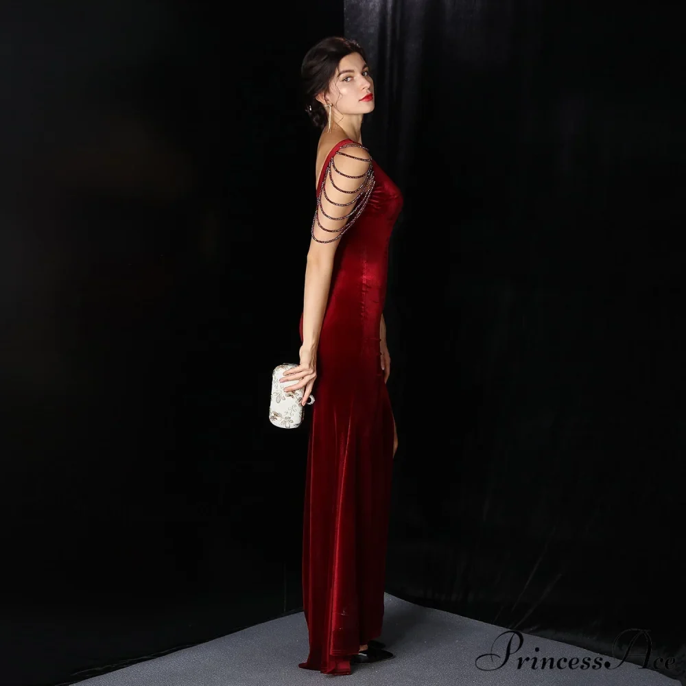 Avery Good Quality Charming Velvet Formal Dress - Image 8