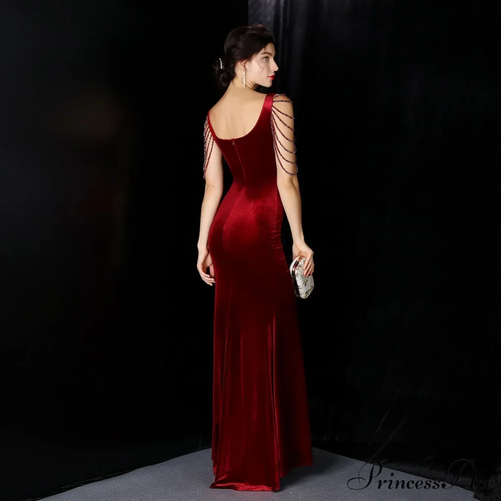 Avery Good Quality Charming Velvet Formal Dress - Image 9