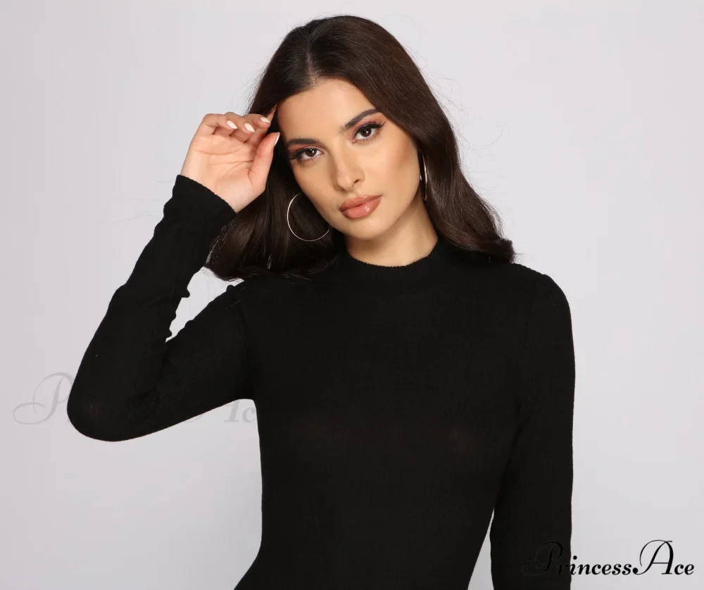 Basic Babe Ribbed Charming Knit Mini Dress - Image 3