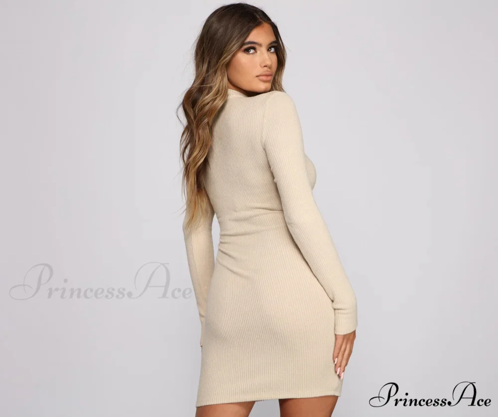 Basic Babe Ribbed Charming Knit Mini Dress - Image 6