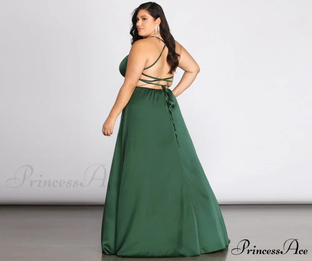 Plus Vera Satin Charming Lace Up Formal Dress - Image 2
