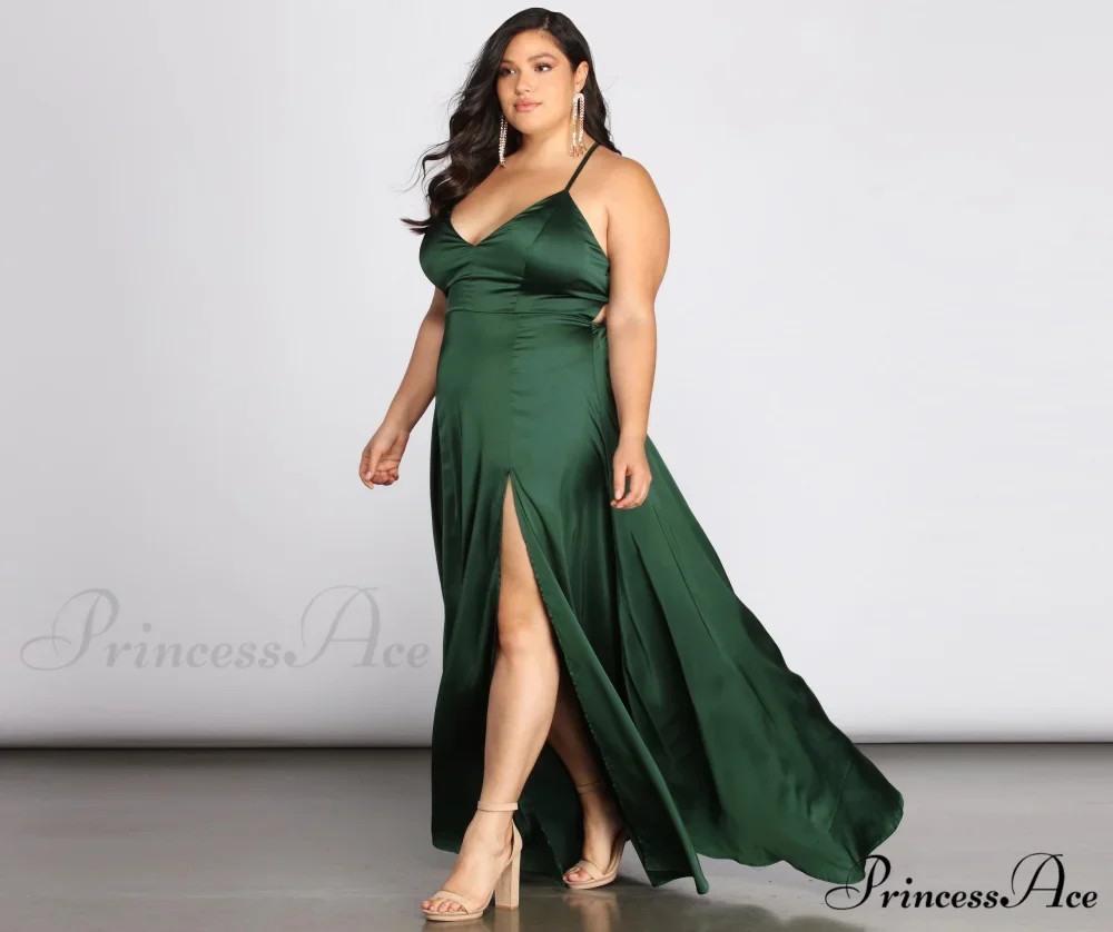 Plus Vera Satin Charming Lace Up Formal Dress - Image 3