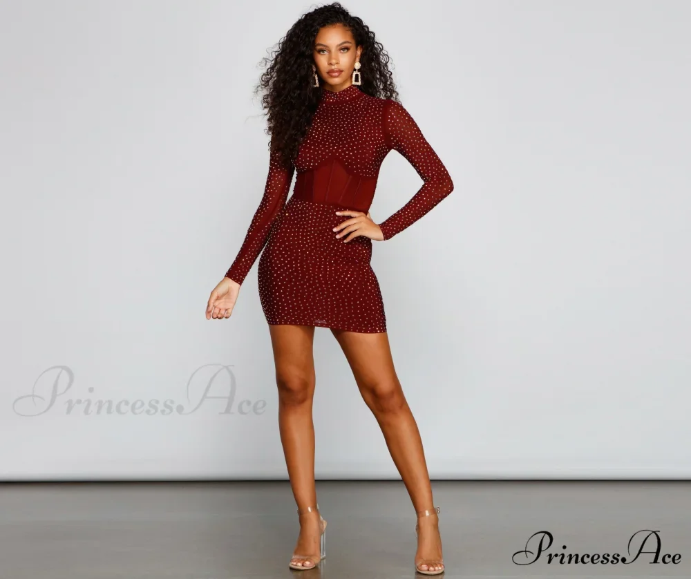 Renata Formal Heat Charming Stone Illusion Mini Dress - Image 12