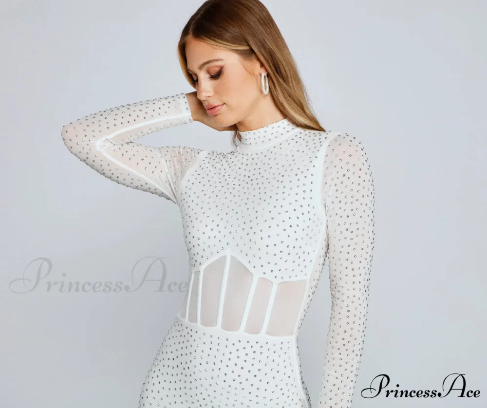 Renata Formal Heat Charming Stone Illusion Mini Dress - Image 8
