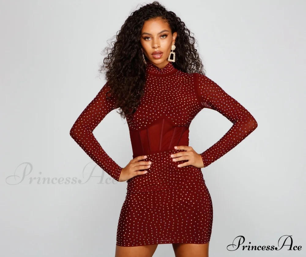 Renata Formal Heat Charming Stone Illusion Mini Dress - Image 9