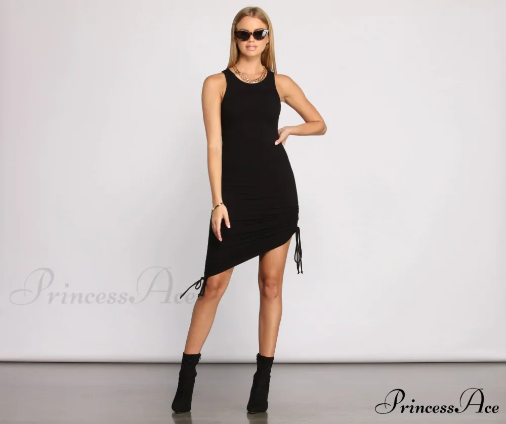 Ribbed Knit Stylish Ruched Mini Dress - Image 13