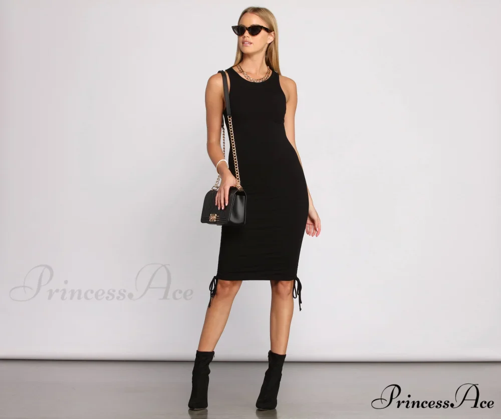 Ribbed Knit Stylish Ruched Mini Dress - Image 14