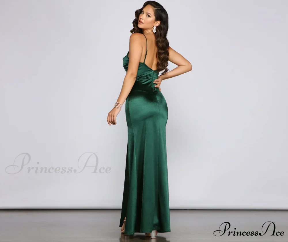 Rosie High-Slit Stylish Satin Mermaid Dress - Image 2