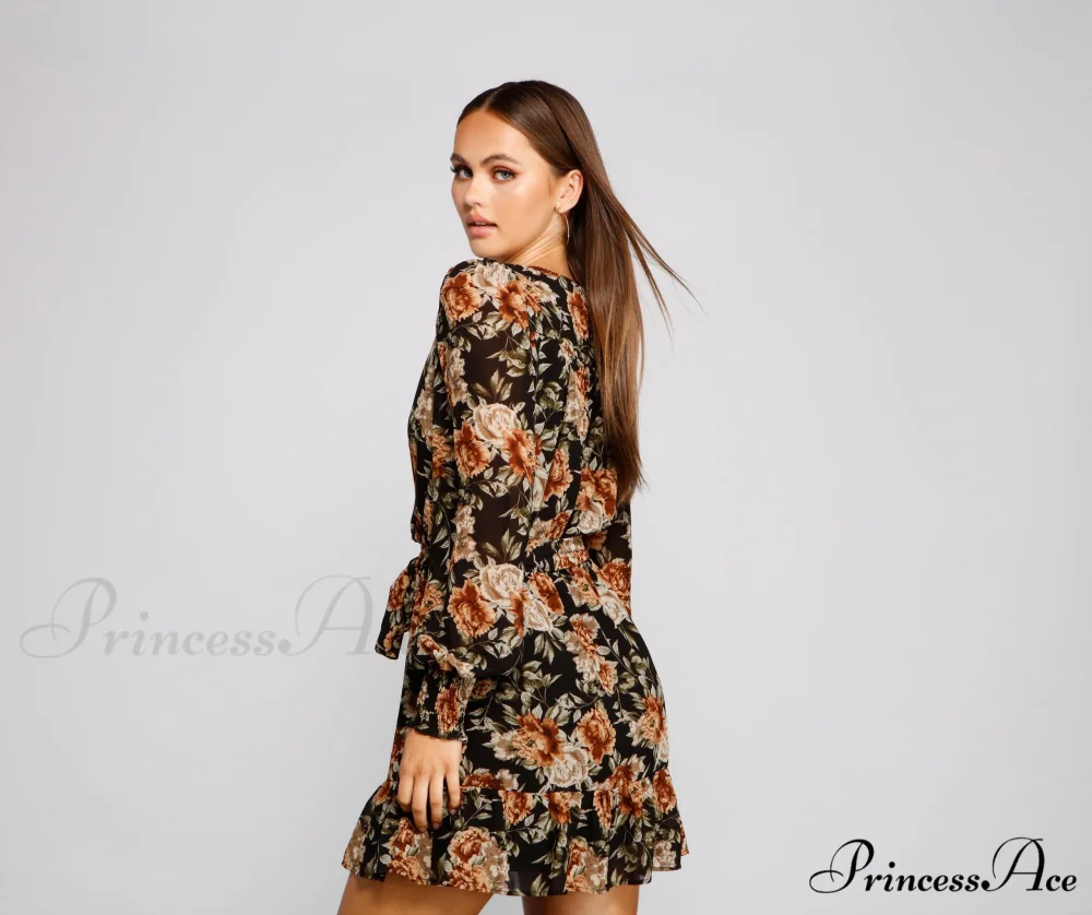 Ruffled Romance Stylish Floral Skater Dress - Image 2