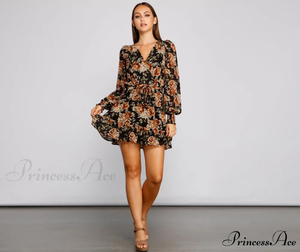 Ruffled Romance Stylish Floral Skater Dress - Image 3