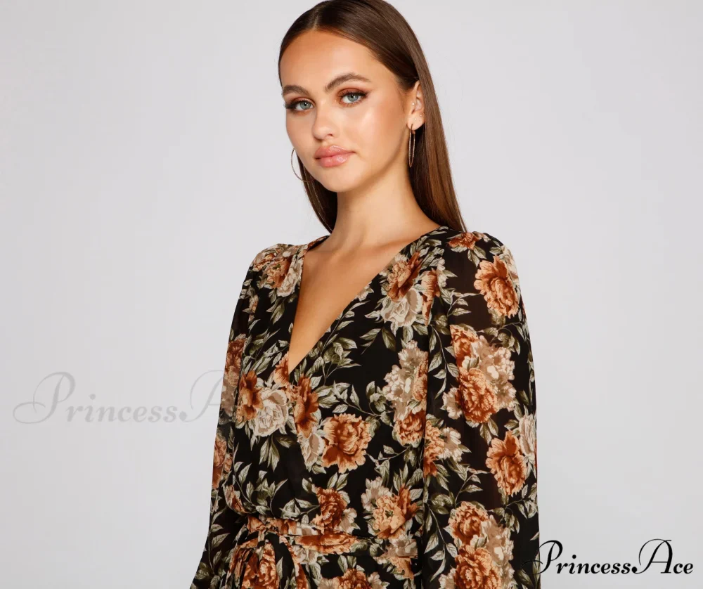 Ruffled Romance Stylish Floral Skater Dress - Image 4