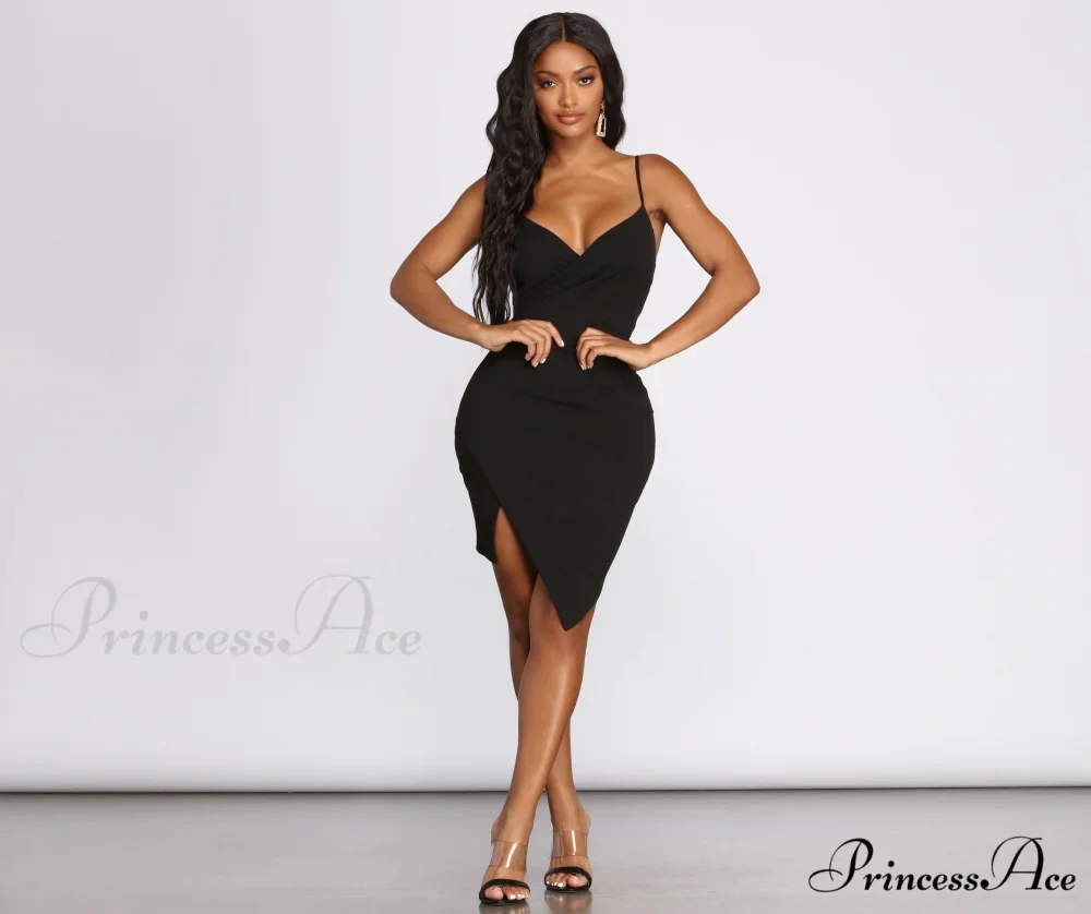 Captivate Me Asymmetric Charming Crepe Mini Dress - Image 4