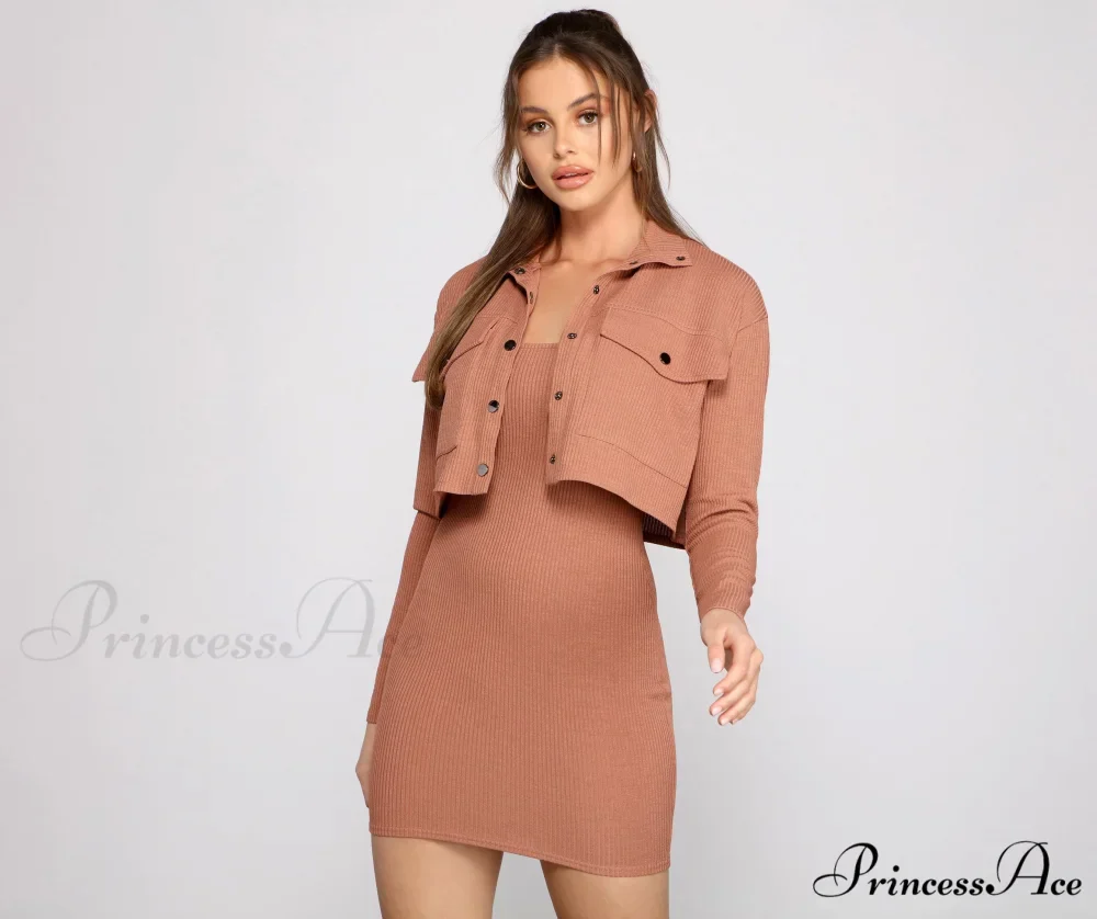 Casually Chic Ribbed Charming Knit Mini Dress - Image 4