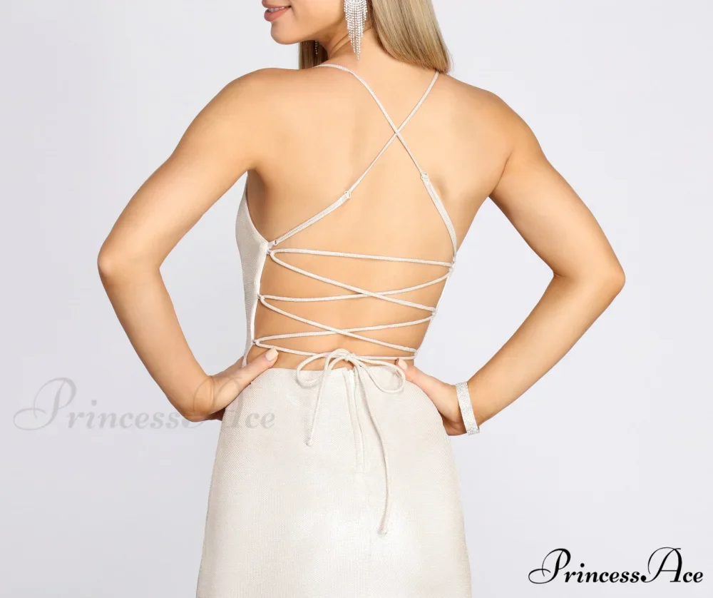 Char Formal Stylish Lattice Glitter Dress - Image 5
