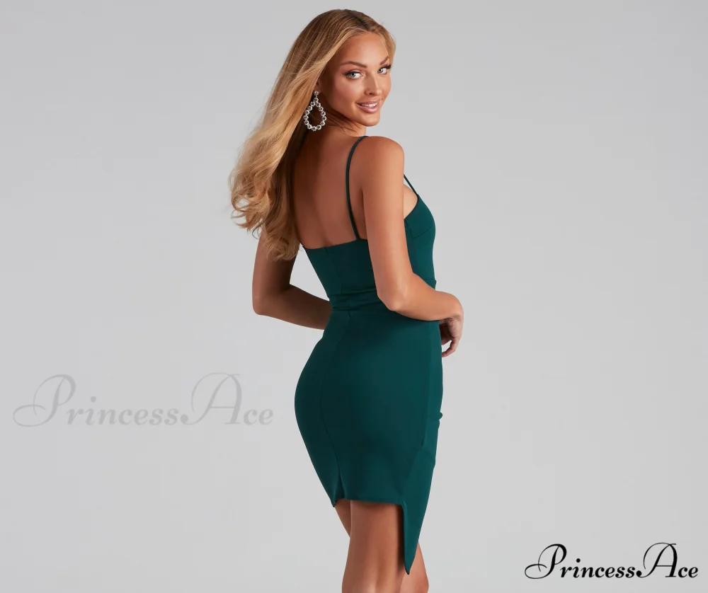 Chic Night Crepe Charming Wrap Mini Dress - Image 2