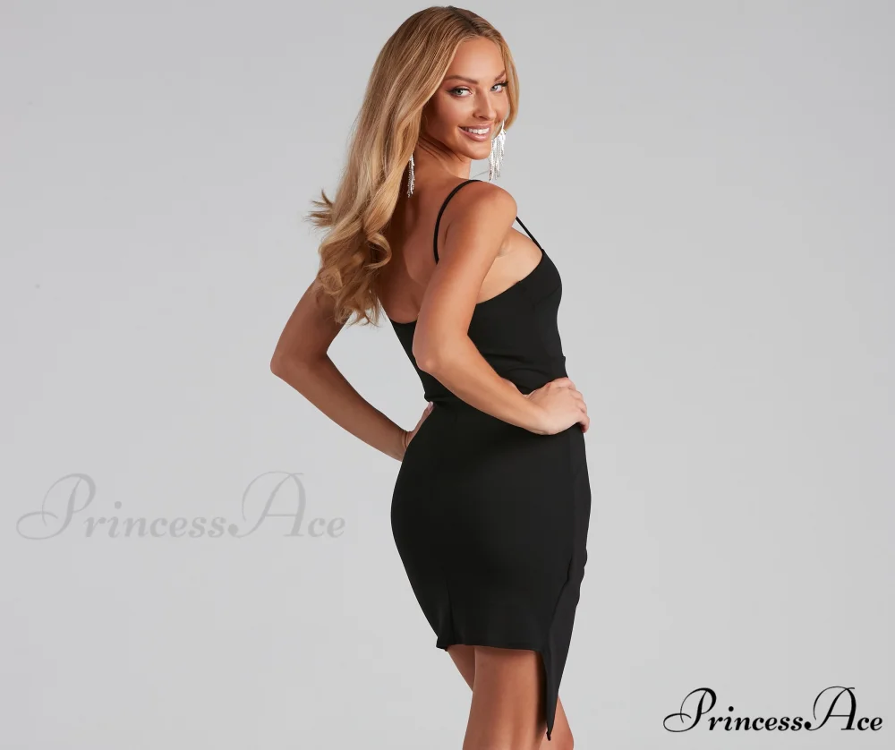 Chic Night Crepe Charming Wrap Mini Dress - Image 6