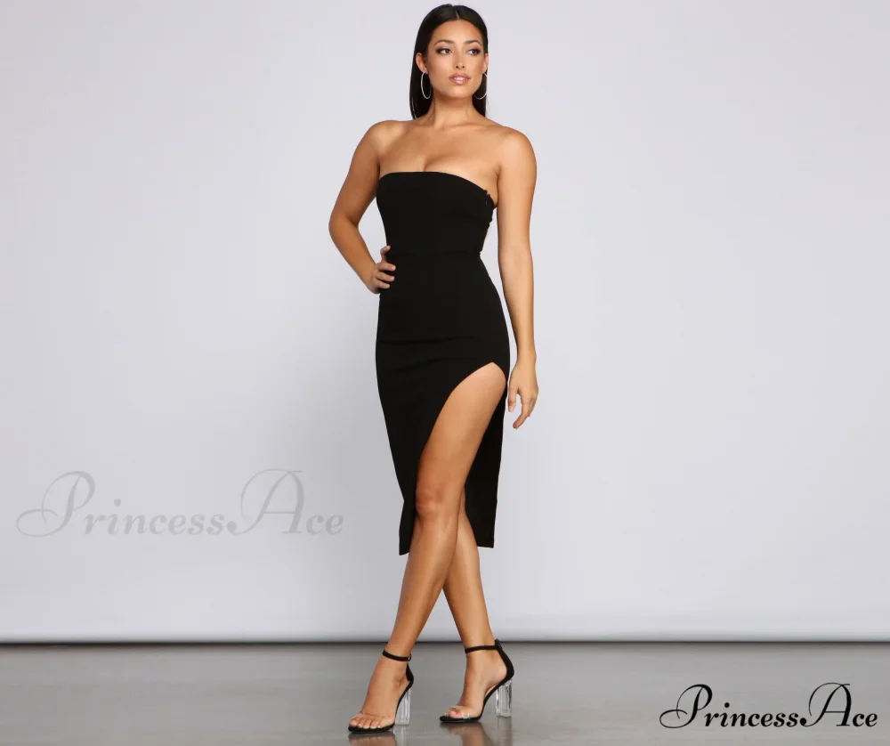 Chic Status Stylish Strapless Midi Dress - Image 3