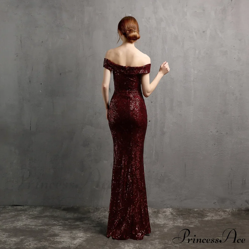 Clara Glitter Off the Graceful Shoulder Split Dress For Prom - Image 10