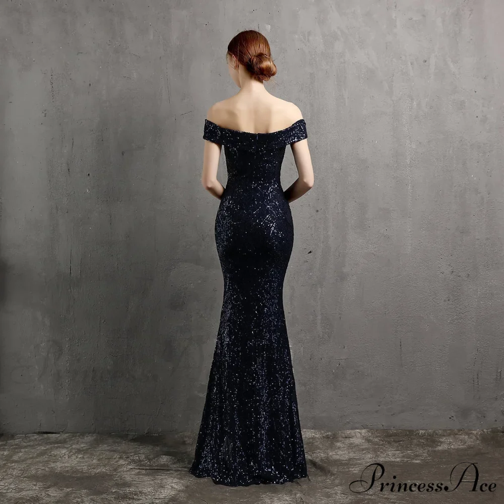 Clara Glitter Off the Graceful Shoulder Split Dress For Prom - Image 14