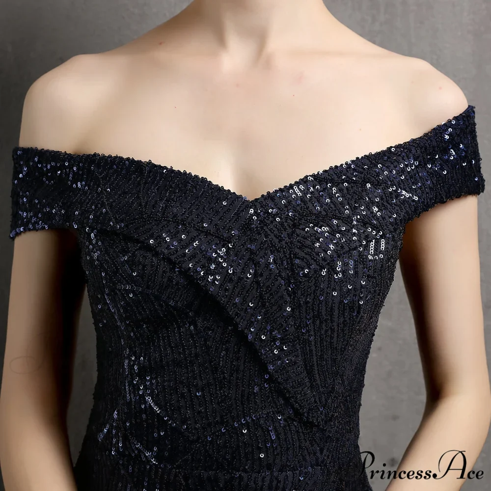 Clara Glitter Off the Graceful Shoulder Split Dress For Prom - Image 15