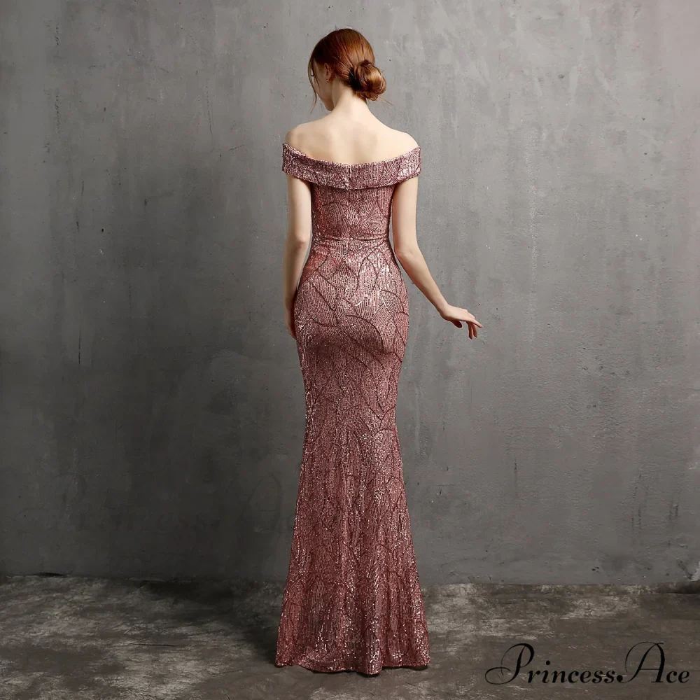 Clara Glitter Off the Graceful Shoulder Split Dress For Prom - Image 18