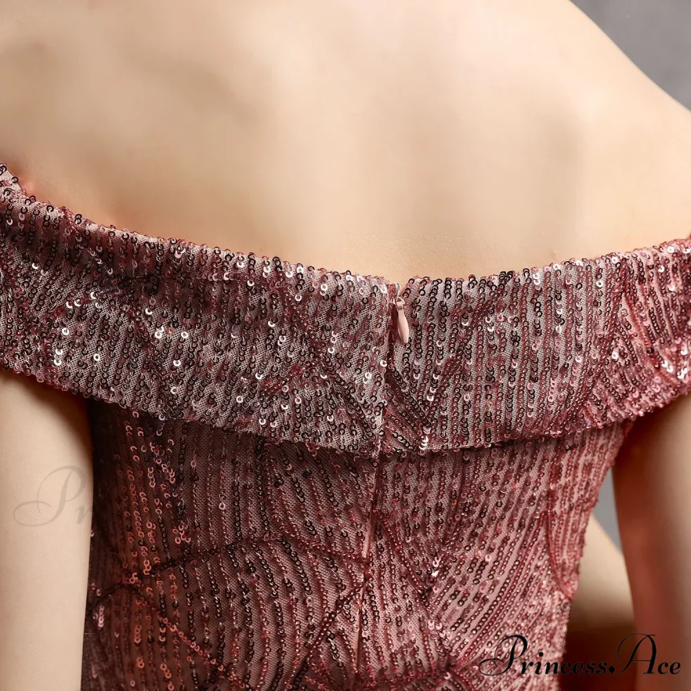 Clara Glitter Off the Graceful Shoulder Split Dress For Prom - Image 19