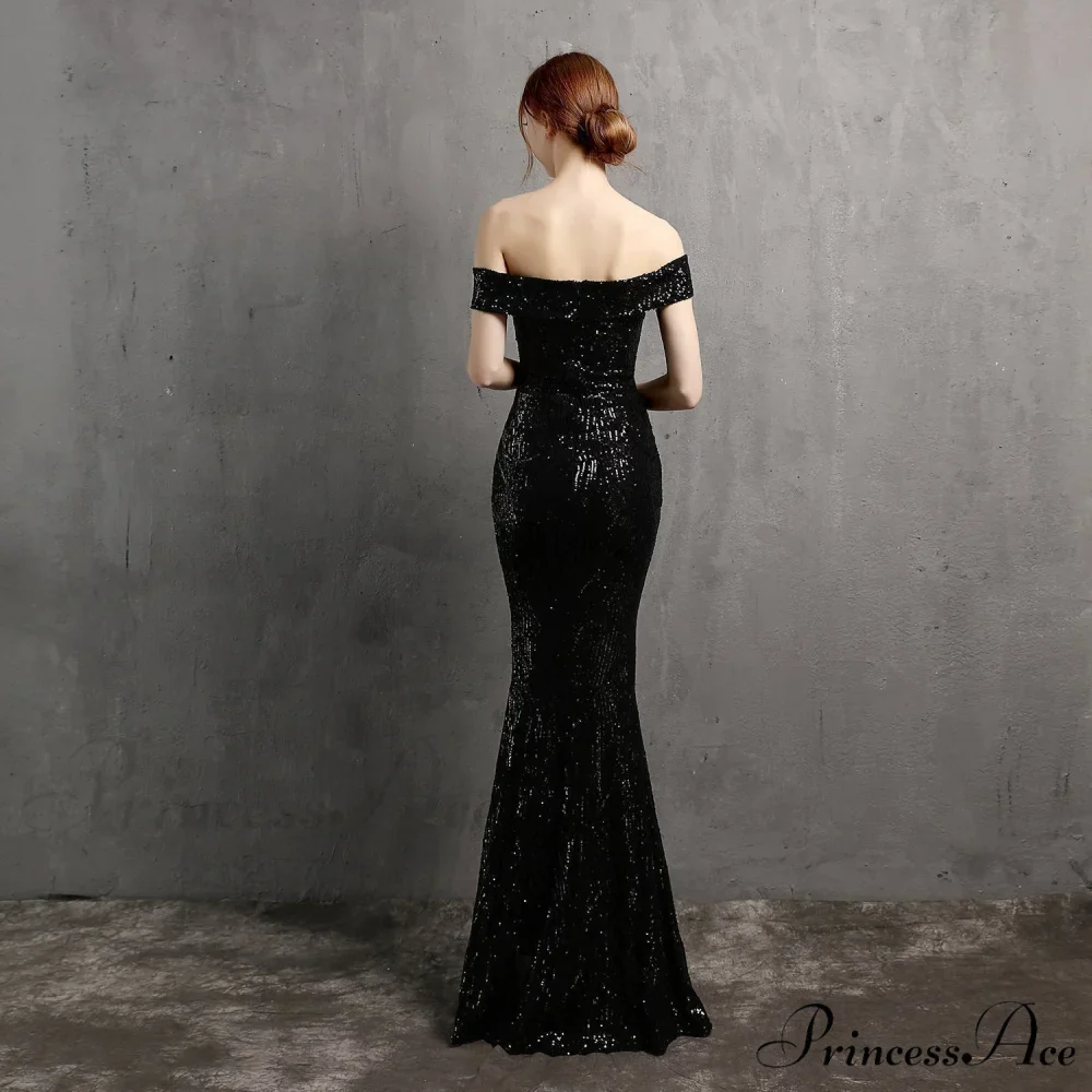 Clara Glitter Off the Graceful Shoulder Split Dress For Prom - Image 3
