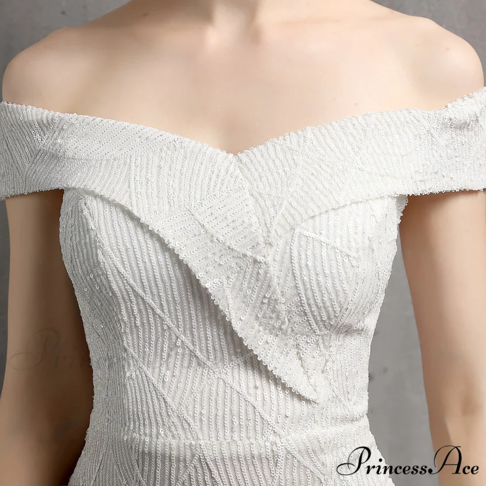 Clara Glitter Off the Graceful Shoulder Split Dress For Prom - Image 7