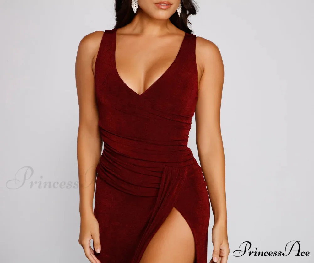 Serena Formal High Charming Slit Lurex Dress - Image 3