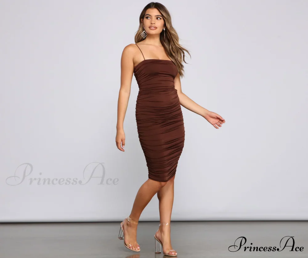 She's A Showstopper Charming Ruched Midi Dress - Image 12