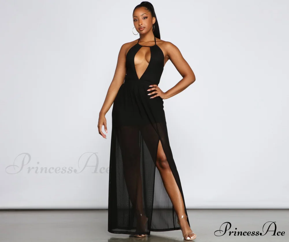 Sheer Appeal High Charming Slit Halter Dress - Image 4
