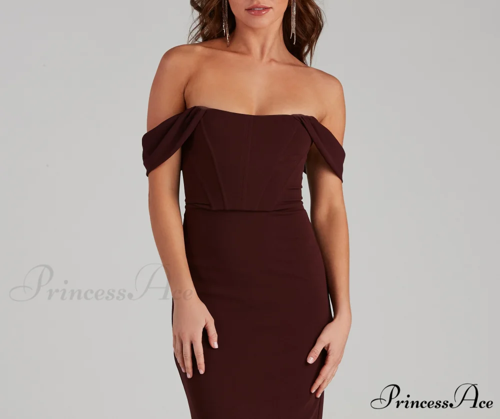 Sheila Crepe Corset Charming Midi Formal Dress - Image 11