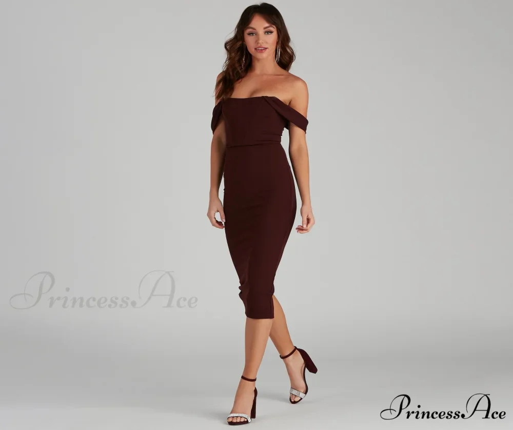 Sheila Crepe Corset Charming Midi Formal Dress - Image 12