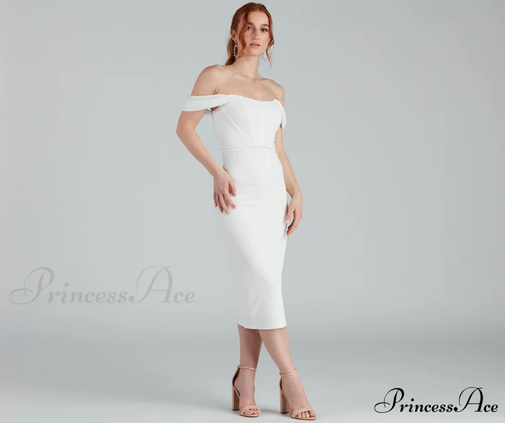 Sheila Crepe Corset Charming Midi Formal Dress - Image 4