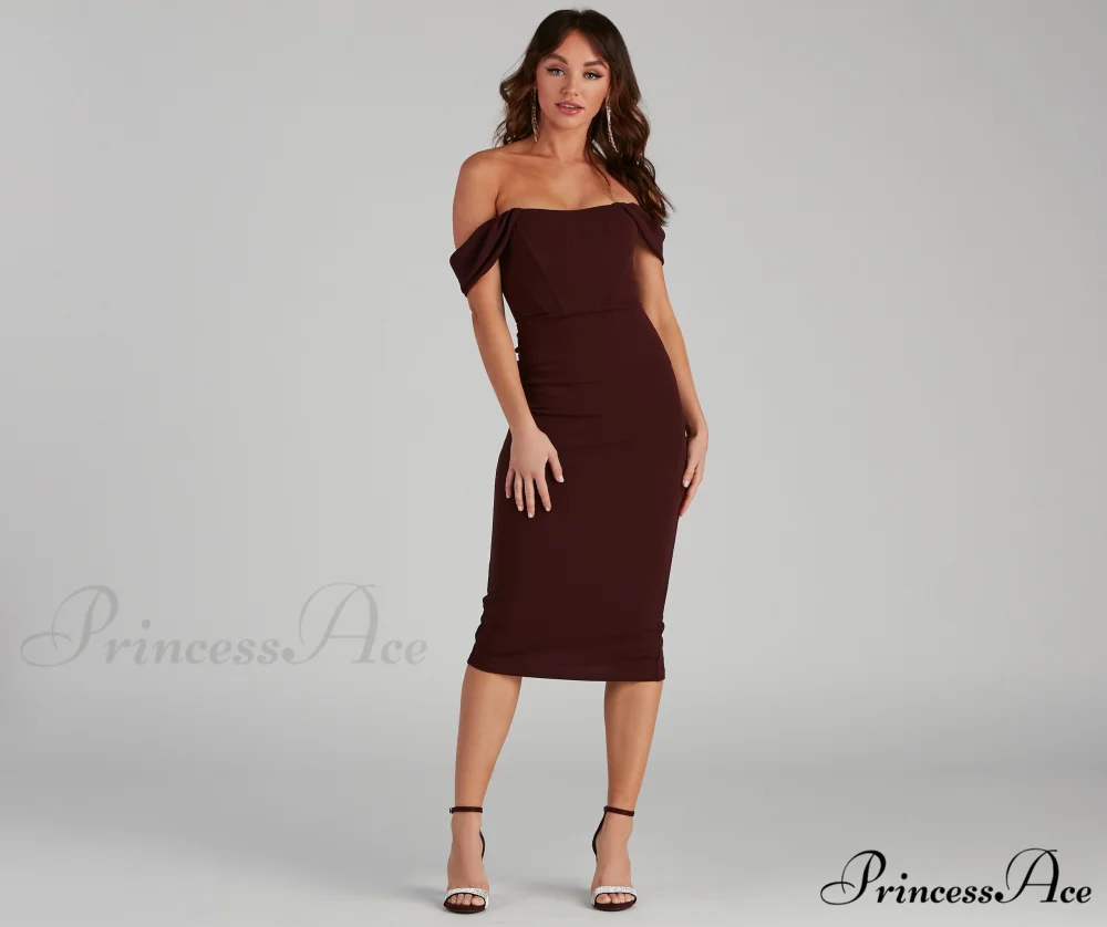 Sheila Crepe Corset Charming Midi Formal Dress - Image 5