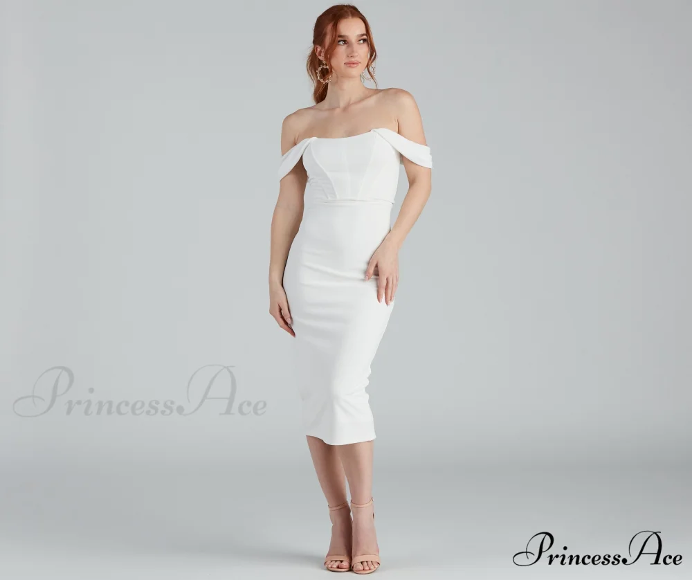 Sheila Crepe Corset Charming Midi Formal Dress - Image 7