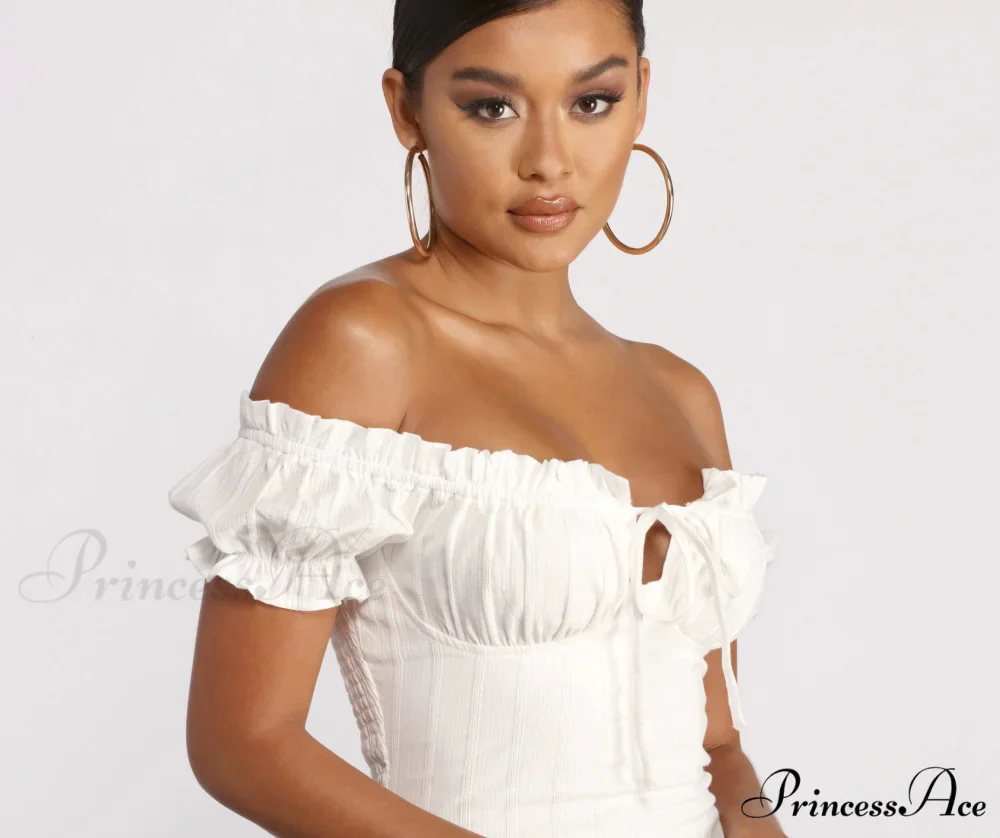 Show 'Em Off Charming Shoulder Smocked Mini Dress - Image 3