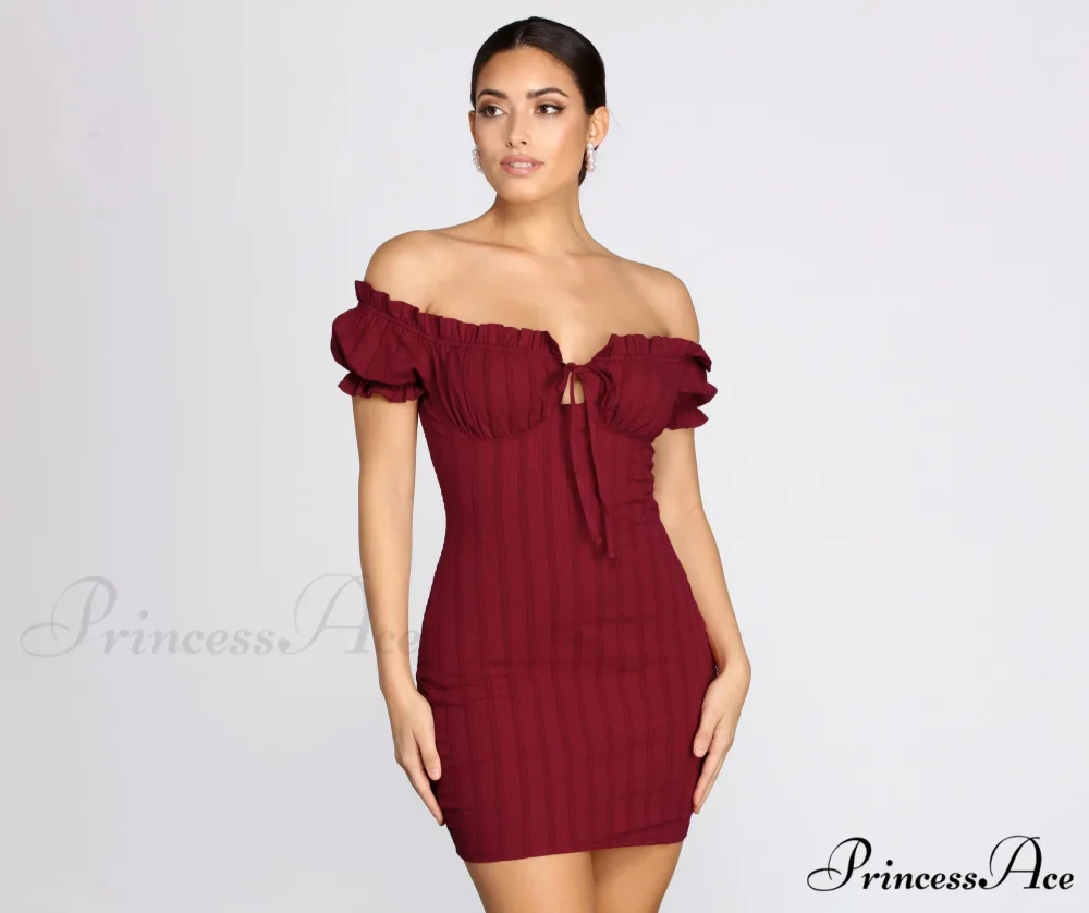 Show 'Em Off Charming Shoulder Smocked Mini Dress - Image 5