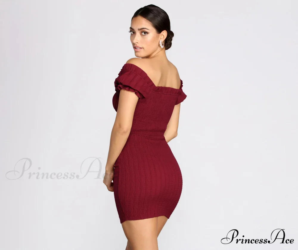 Show 'Em Off Charming Shoulder Smocked Mini Dress - Image 6