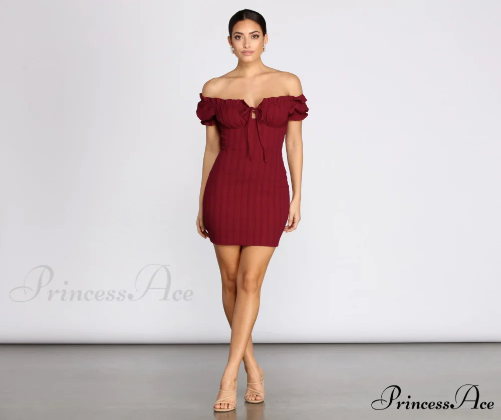 Show 'Em Off Charming Shoulder Smocked Mini Dress - Image 7