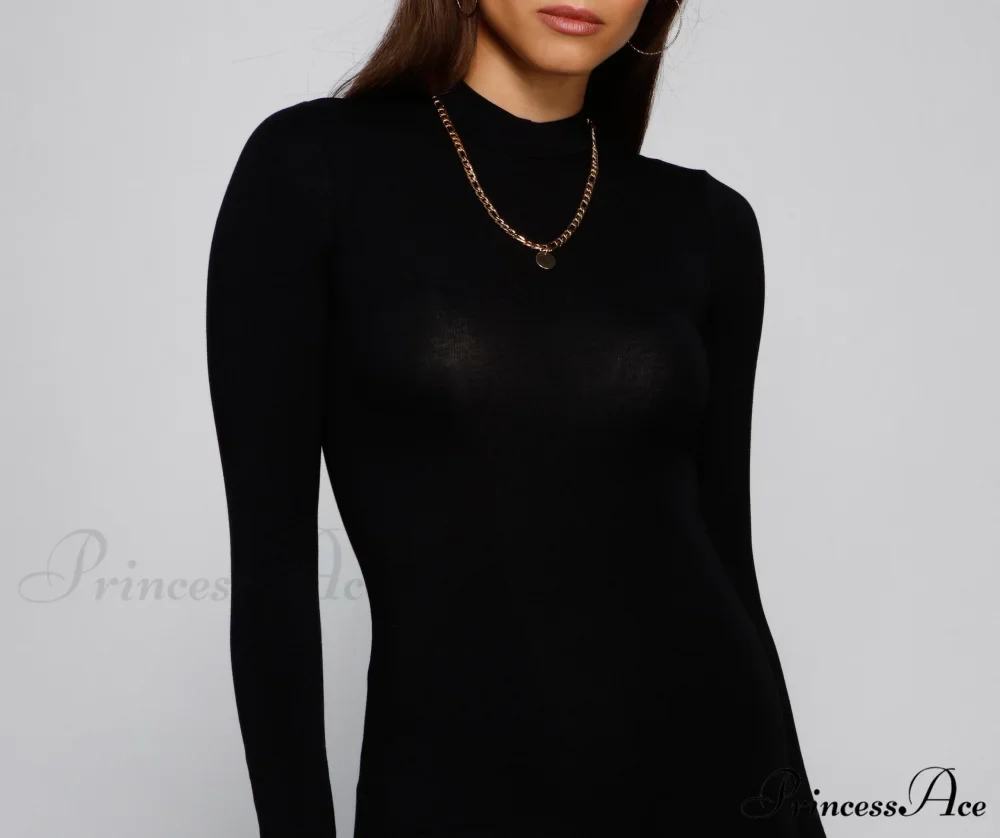 Simply Stylish Mock Charming Neck Mini Dress - Image 4