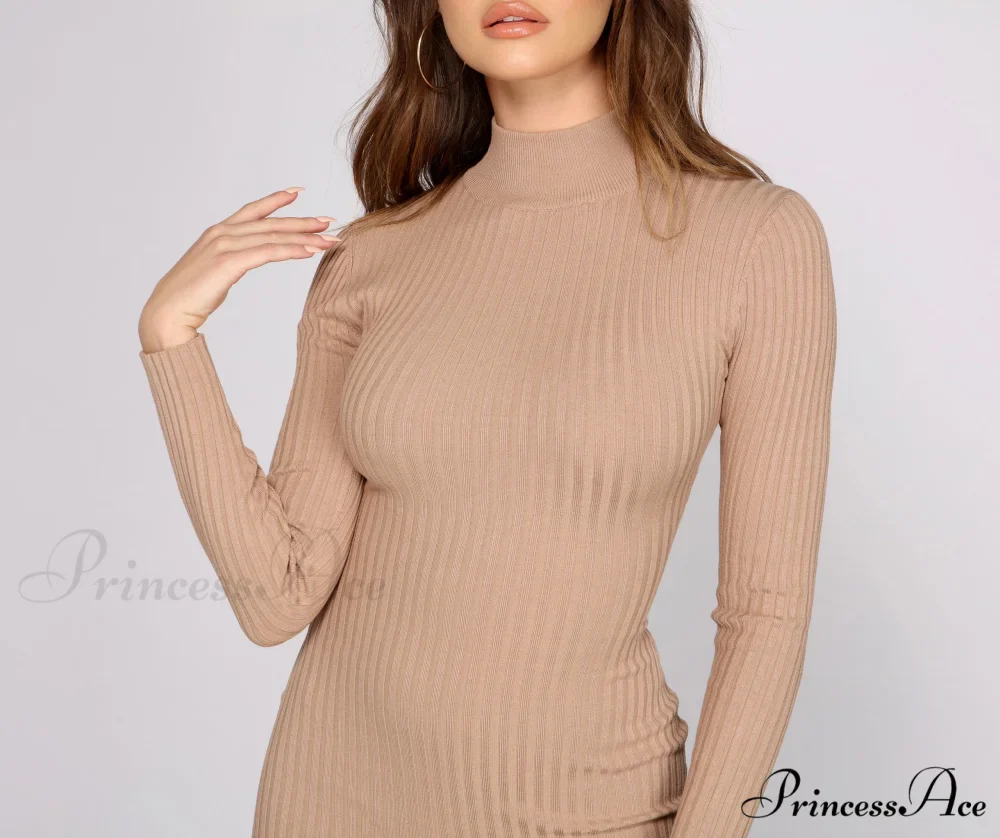 Slay In Basics Charming Ribbed Knit Mini Dress - Image 3