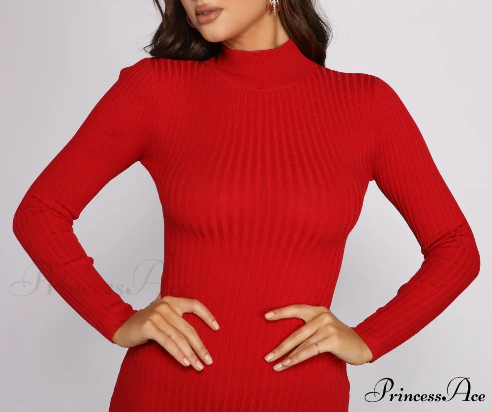 Slay In Basics Charming Ribbed Knit Mini Dress - Image 8