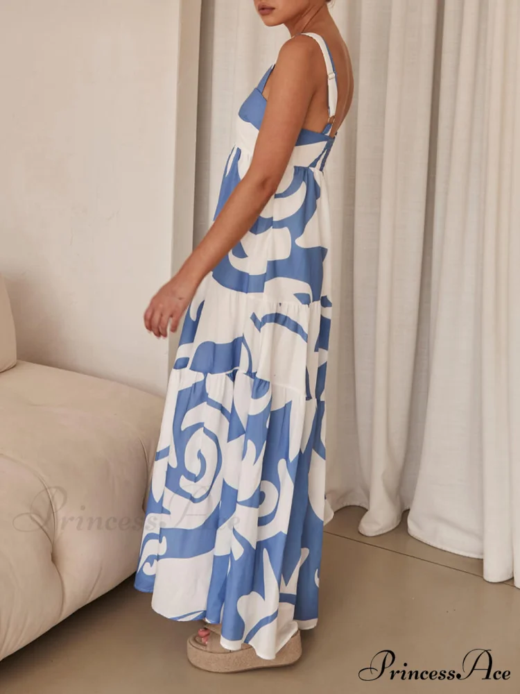 Bohemian Geometric Stylish Print Maxi Dress - Image 4