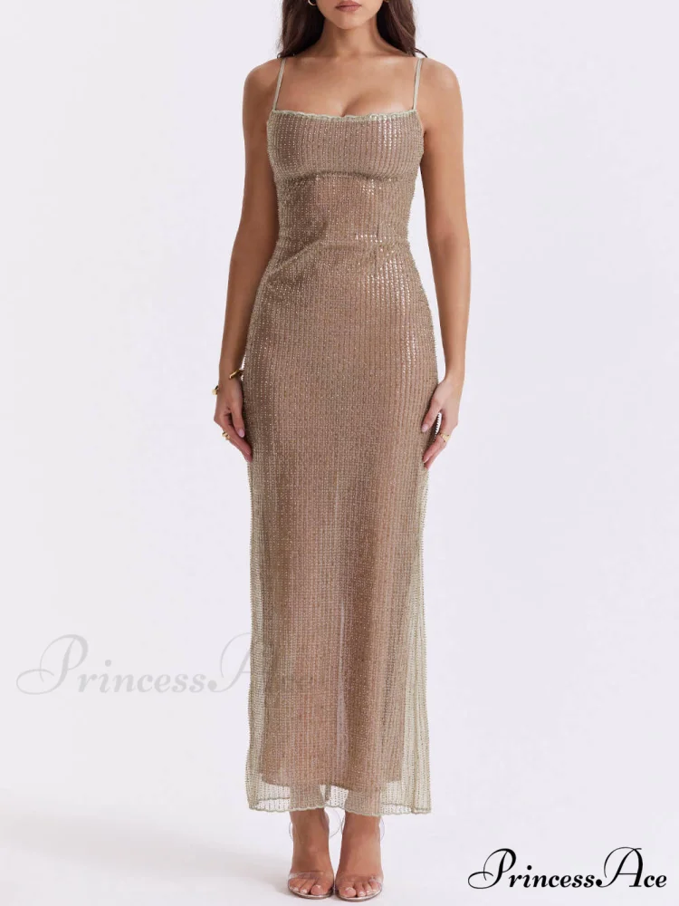 Cafe Au Lait Charming Beaded Maxi Dress - Image 2