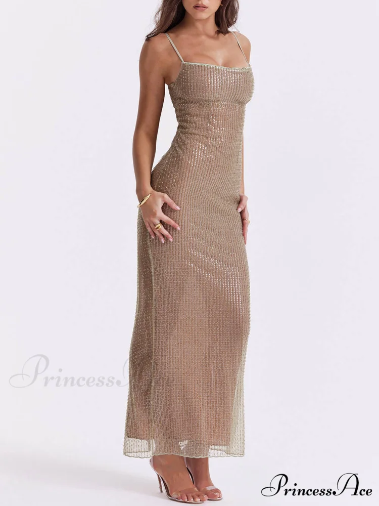 Cafe Au Lait Charming Beaded Maxi Dress - Image 4