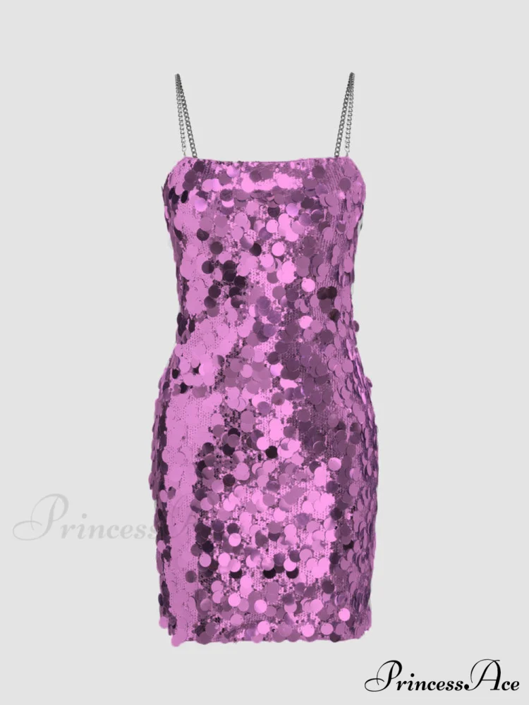 Chain Sequined Stylish Irregular Dress - Image 3