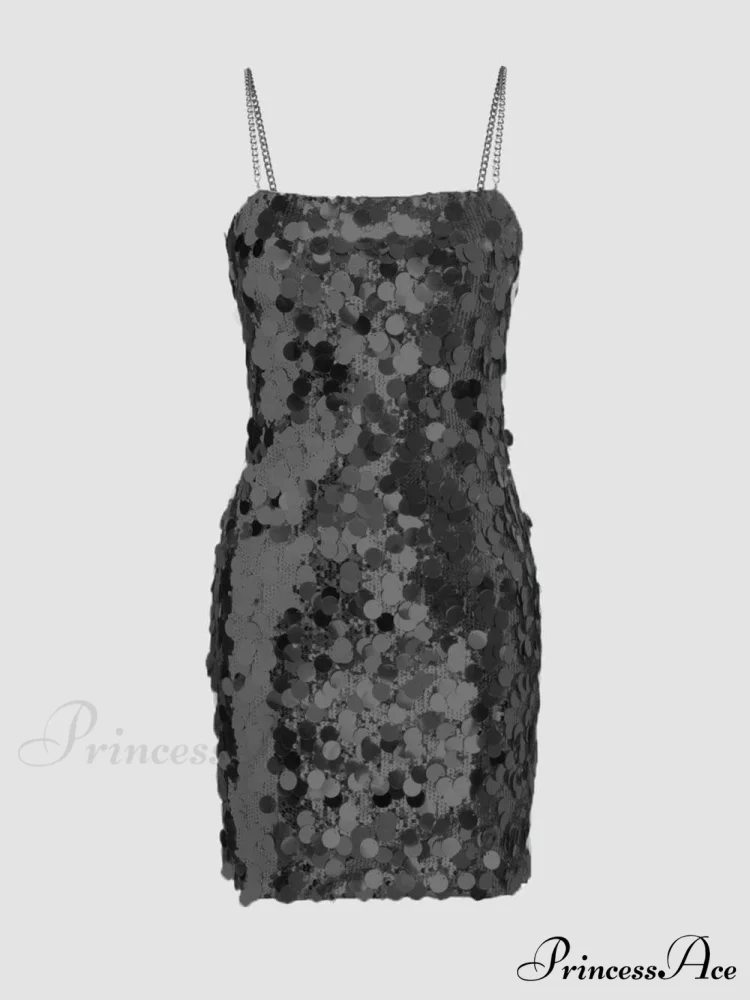 Chain Sequined Stylish Irregular Dress - Image 6